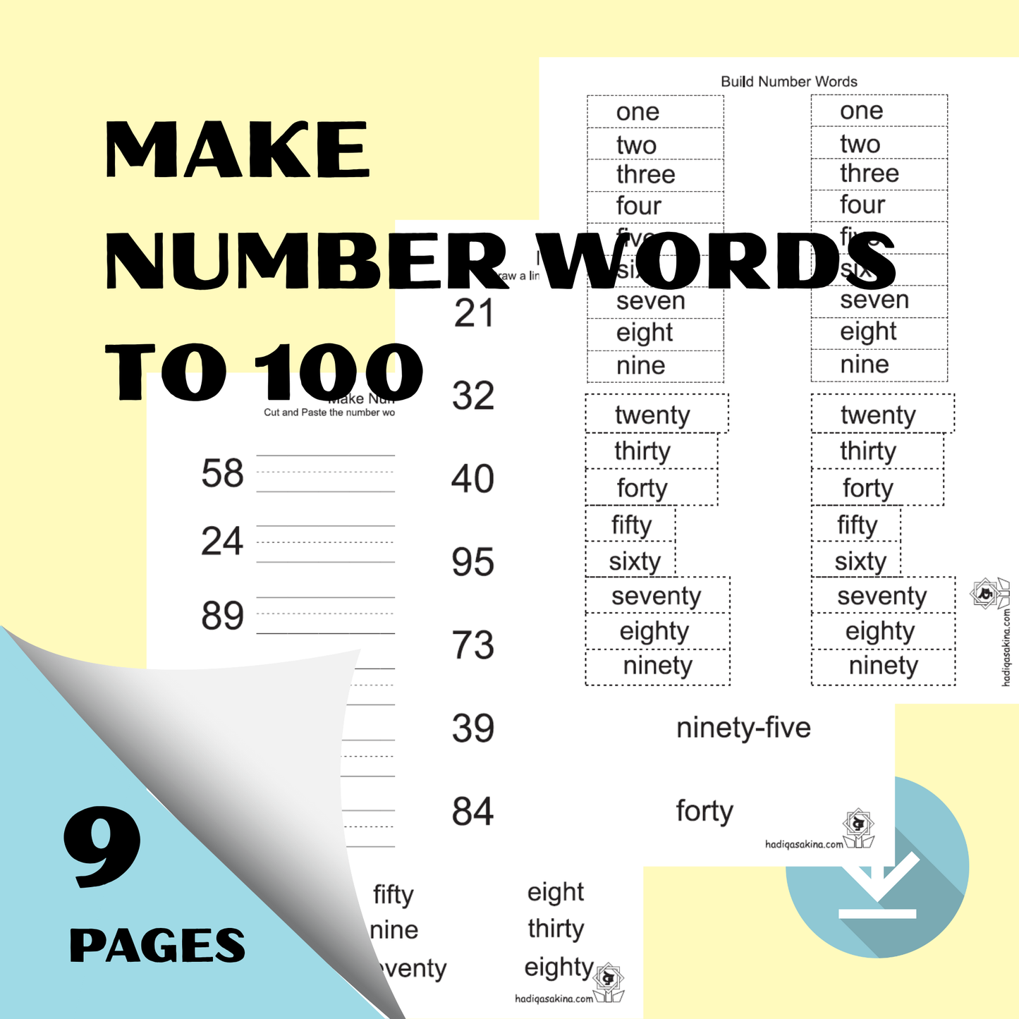 Make Number Words to 100 Activity Set