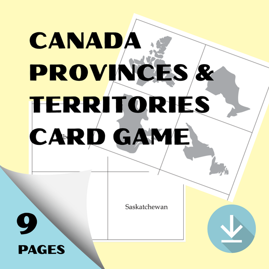 Canada Map Provinces and Territories Card Game
